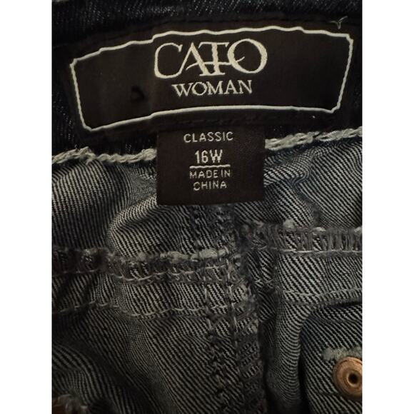 Cato Women's 16W Classic Skinny Leg Jeans Embroidered Pockets Dark Wash Denim - Picture 3 of 4